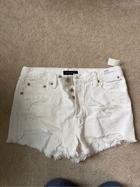 Aeropostale White Distressed Frayed Denim Shorts